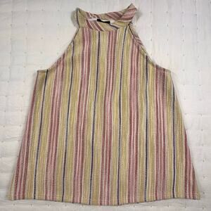W5 Anthropologie Striped Halter Top Women's S Multicolor Retro Festival Resort